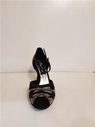 SCARPA CON FASCIA E STRASS AB E NERI TACCO 7.5 CM ROCCHETTO RASO NERO  COD.LUCE4N Tecnodanza