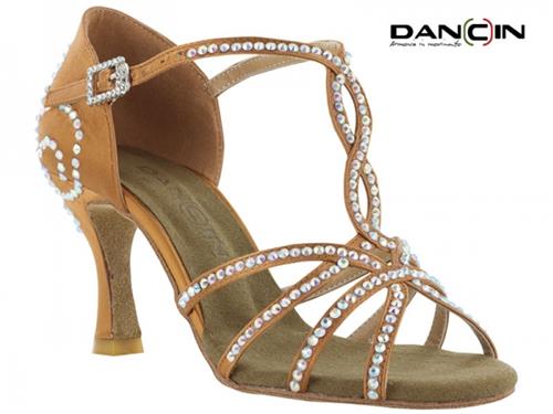 SCARPE DA BALLO CON STRASS IN RASOTAN TACCO 7.5 COD.9627.075.570 dancin -  Scarpe - dancin