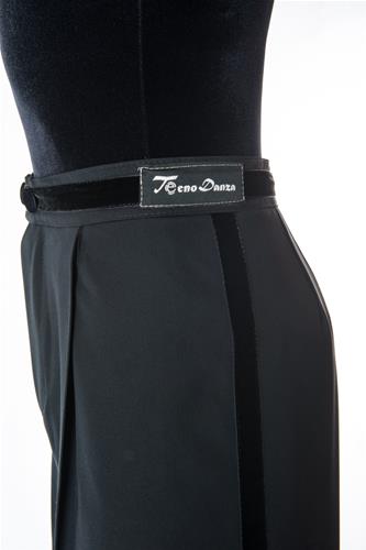 PANTALONI TESSUTO ELASTICIZZATO A VITA ALTA CON IMPUNTURA SULLE GAMBE E PENCE CON CINTA IN VELLUTO E BANDA DI VELLUTO COD.RODOLFO Tecnodanza