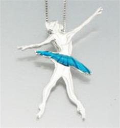 COLLANINA Gioiello Ballerina Allongè' CON SMALTO TURCHESE ARGENTO COD.COLLALLONGETUR Mikelart
